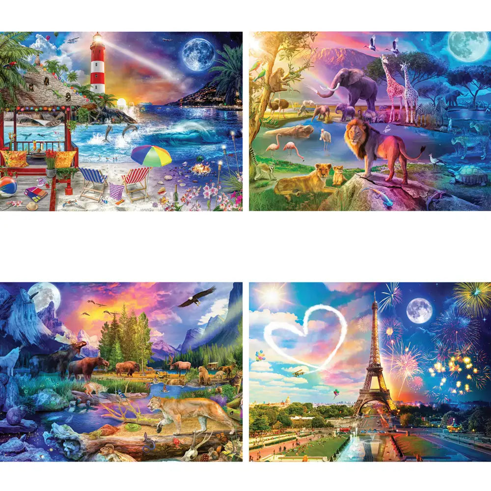 Set of 4 Day to night Lars Stewart Jigsaw| Bits and Pieces Canada