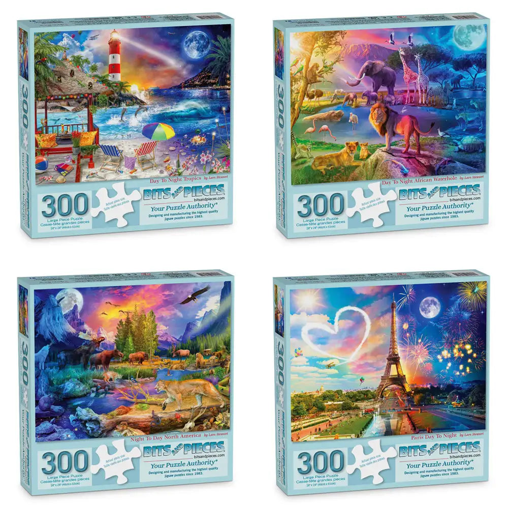 Set of 4 Day to night Lars Stewart Jigsaw| Bits and Pieces Canada