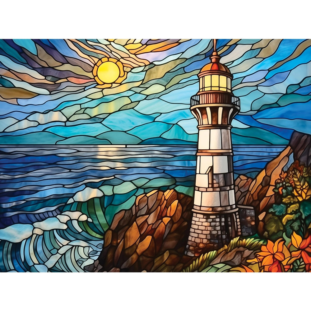 Stained Rocky Cliff Lighthouse Jigsaw Puzzle |Bits and Pieces Canada